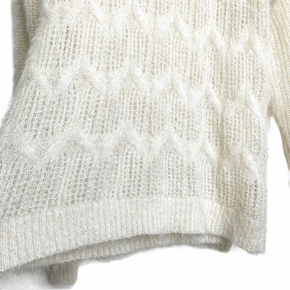 Soft Surroundings Cable Knit Shimmering White Sweater Open Knit Size Small - Picture 5 of 10
